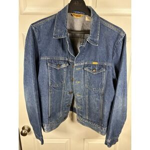 Rustler Denim Jacket Mens XL Blue Distressed Cotton Trucker Cowboy